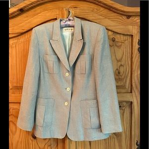 Orvis silk blend blazer in a soft bluish green 12